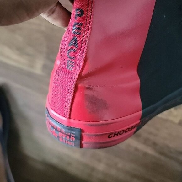 Converse Chuck Taylor All Star High Seek Peace Red and Black Sneakers - Picture 2 of 6